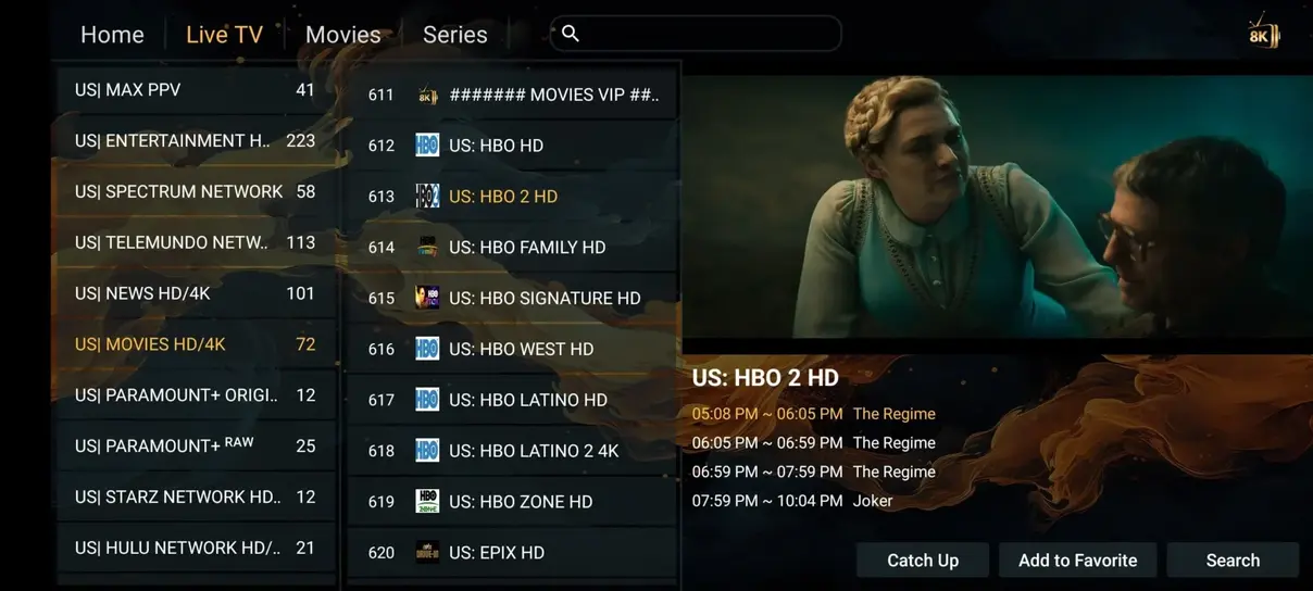Gamma IPTV app preview screen 1