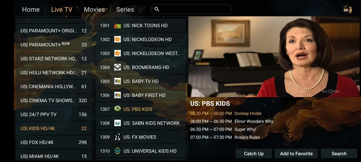 Gamma IPTV app preview screen 4
