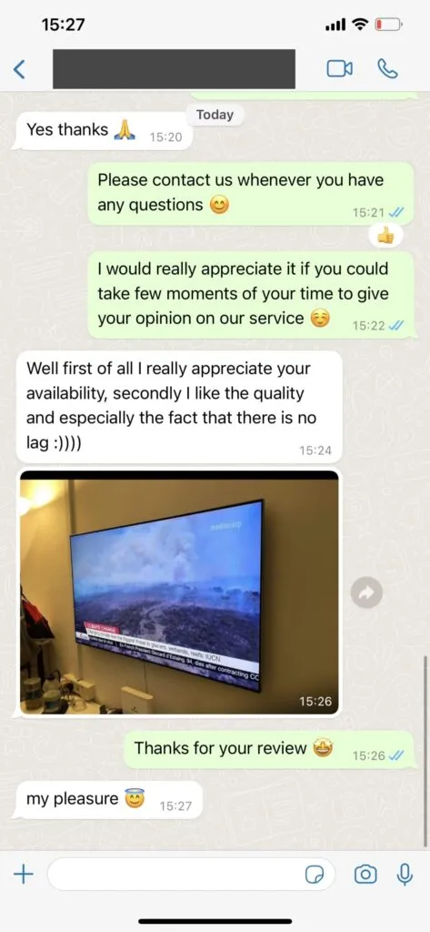 Gamma IPTV WhatsApp support screenshot 2